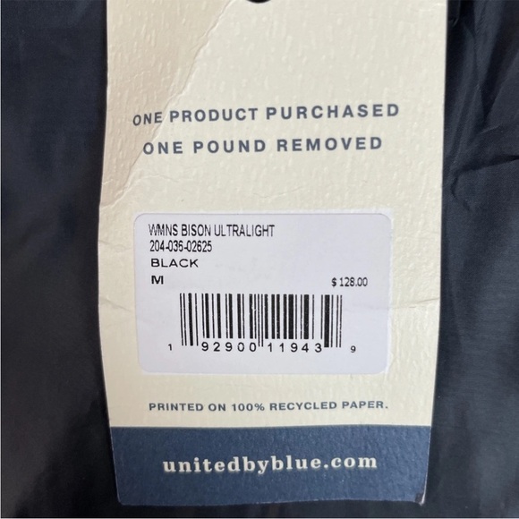 Women’s UNITED BY BLUE Bison Ultralight Packable Zip-Up Jacket Size Medium Black - Picture 6 of 7